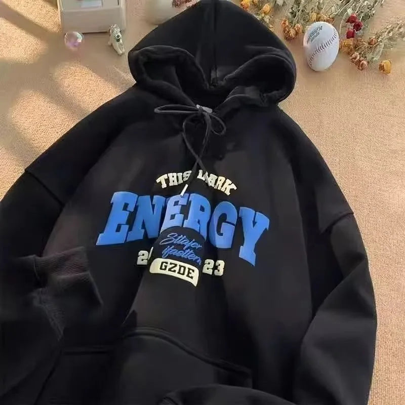 【M-8XL Hoodies】Men Oversized Hoodie Loose American Style Simple Letters Print Couple Hoodies