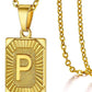 Initial Pendant Necklace for Women Simple Stainless Steel Cuba Link Charm Letter Square Necklace Men Jewelry Couple Gift