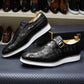 Men's Leather Casual Shoes Crocodile Pattern Luxury Brand Handmade Single Buckle Monk Strap Sneakers Flat Dress Shoes for Men