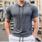 Men Running Hoodies Bodybuilding Sport Hooded Short Sleeve Gyms Fitness Clothing Muscle Shirt Quick Drying Training T-Shirt