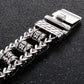 Religious Man Bracelet Stainless Steel 22MM Width Buddhist Scriptures Link Men's Bracelets Leather Wristband On Hand Jewelry