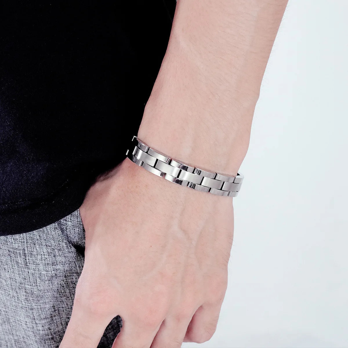 Titanium Steel Magnetic Bracelet Simple Design Stainless Steel Men's Bracelets