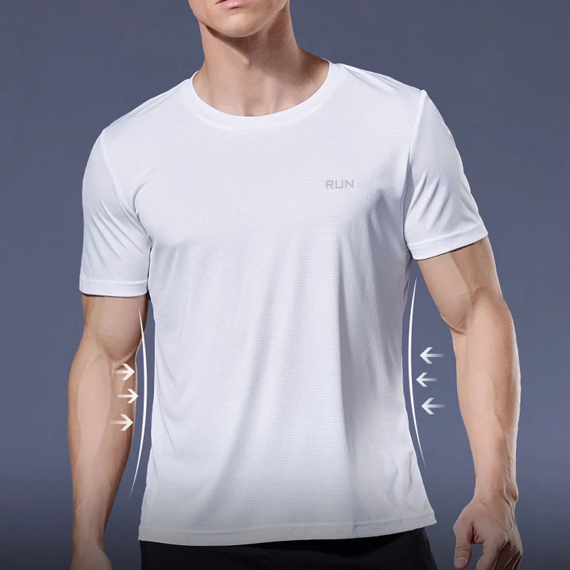 Summer Men Ice Silk t Shirt Short Sleeve t-Shirt Breathable Casual Tops Shirts Quick Dry Running Gym t-Shirts For Men Clothing