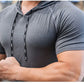 Men Running Hoodies Bodybuilding Sport Hooded Short Sleeve Gyms Fitness Clothing Muscle Shirt Quick Drying Training T-Shirt