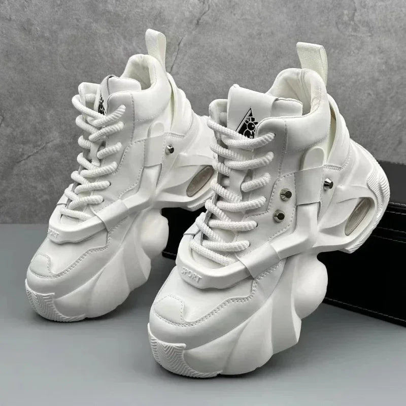 Men's Boots High Top  New Trend Wear-resistant Synthetic Leather Boots Casual Lace Up Height Increasing Fashion Boots 2025