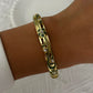 Elegant Enamel Dropped Glaze Flower Texture Bracelet For Women Retro Gold Plated Evil Eye Floral Zircon Bangle Party Jewelry