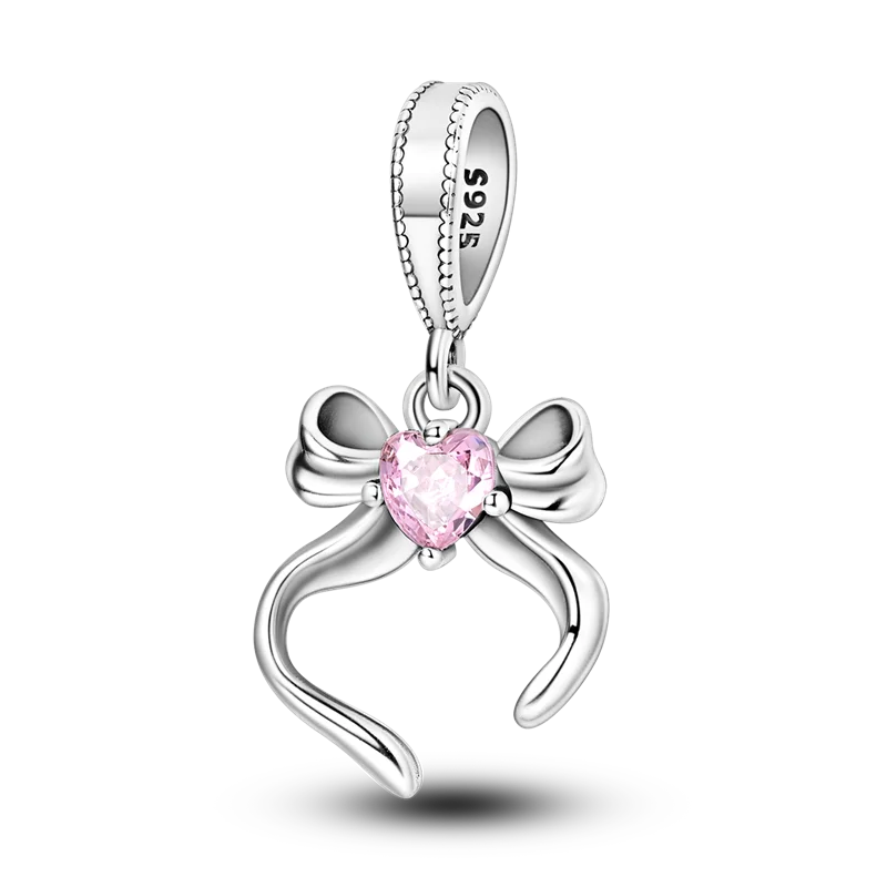2026 Hot Sale Charms Bead 925 Sterling Silver Pink Butterfly Luminous Firefly Dangle Fit Bangle Bracelet Necklace DIY Jewelry