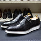Men's Leather Casual Shoes Crocodile Pattern Luxury Brand Handmade Single Buckle Monk Strap Sneakers Flat Dress Shoes for Men