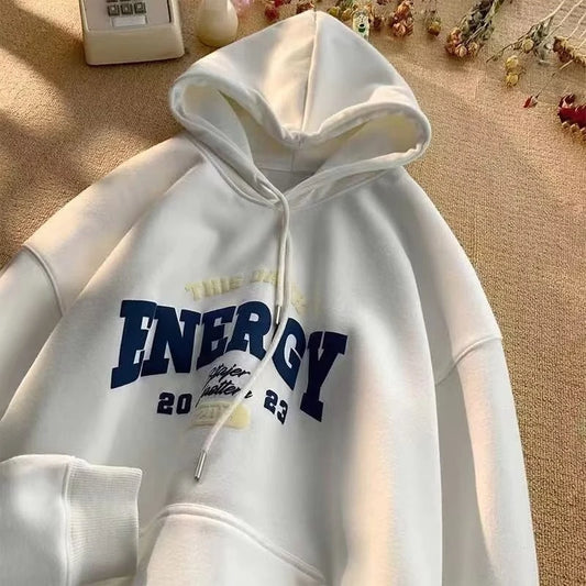 【M-8XL Hoodies】Men Oversized Hoodie Loose American Style Simple Letters Print Couple Hoodies