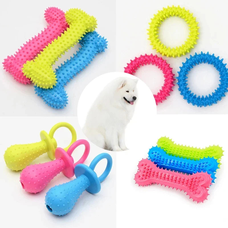 1-10pcs Pet Chew Toy Soft Rubber Bite-Resistance Bone Shape Teeth