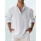 New Cotton Linen Shirts for Men Casual Shirts Lightweight Long Sleeve Henley Beach Shirts Hawaiian T Shirts for Men Streetwear