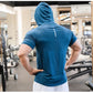 Men Running Hoodies Bodybuilding Sport Hooded Short Sleeve Gyms Fitness Clothing Muscle Shirt Quick Drying Training T-Shirt