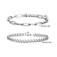 2pcs Men's Chain Bracelets,Stainless Steel Silver Gold Black Color Twist Rope Chain Wristband,Trendy Cuban Link Chains Gift
