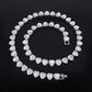 45CM New Hip Hop Tennis Chain Bracelet Necklace Shiny Heart Rhinestone CZ Fashion Rock Party Jewelry