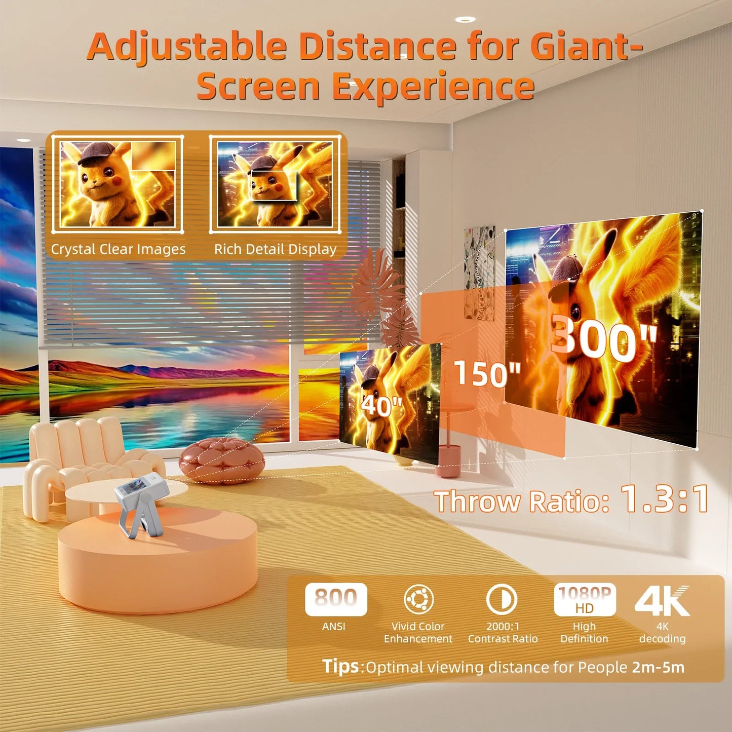 XBJ A5Pro Smart Doule Touchscreen Projector 1080P HD Proyector with WiFi , Auto Keystone Correction,Home Theater outdoor cinema
