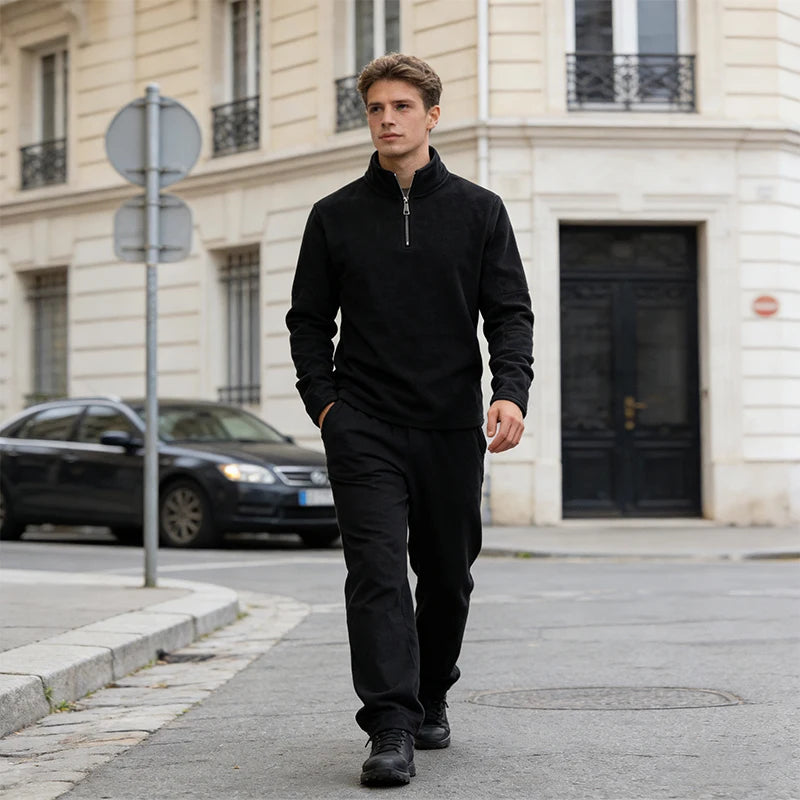Men's Hoodies Sweatshirts Thicken Warm Fleece Tracksuit for Men Zipper Neck Pullover Men's Winter Clothing Soft Shell Men Hoodie