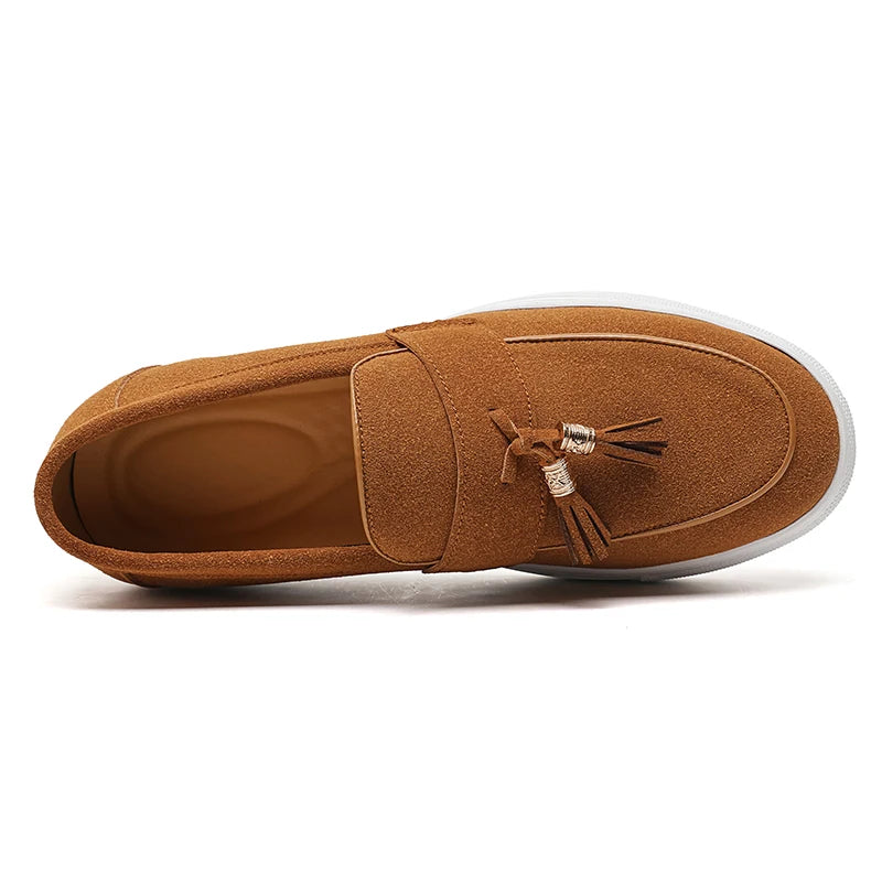 Luxury Dress Shoes for Men Comfy Brand Gentleman Tasseled Loafers Outdoor Shoes Leisure Walk Male Moccasins Suede Leather Man