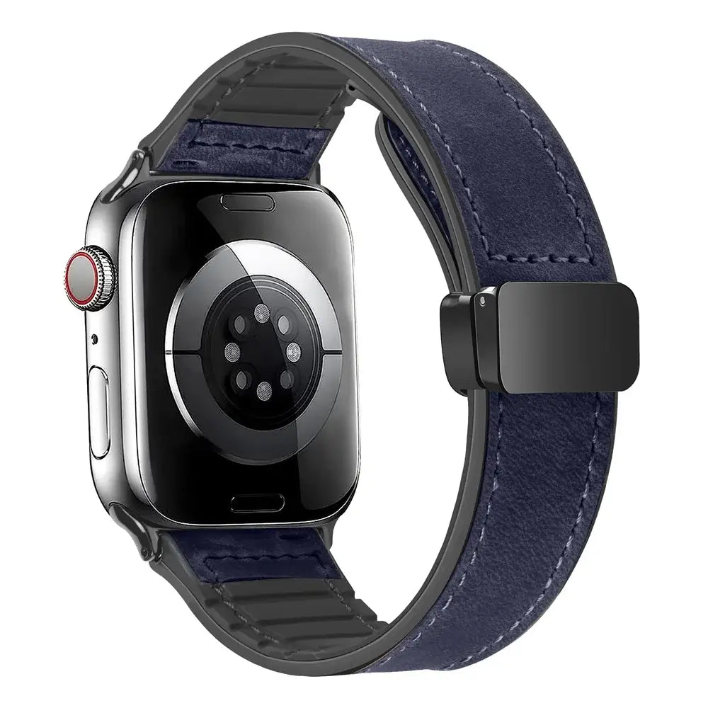 Bracelet en Cuir Véritable pour Apple Watch - Fermeture Magnétique Élégante