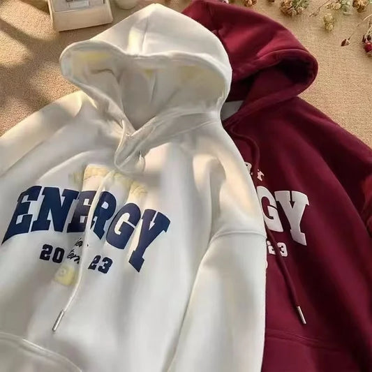 【M-8XL Hoodies】Men Oversized Hoodie Loose American Style Simple Letters Print Couple Hoodies