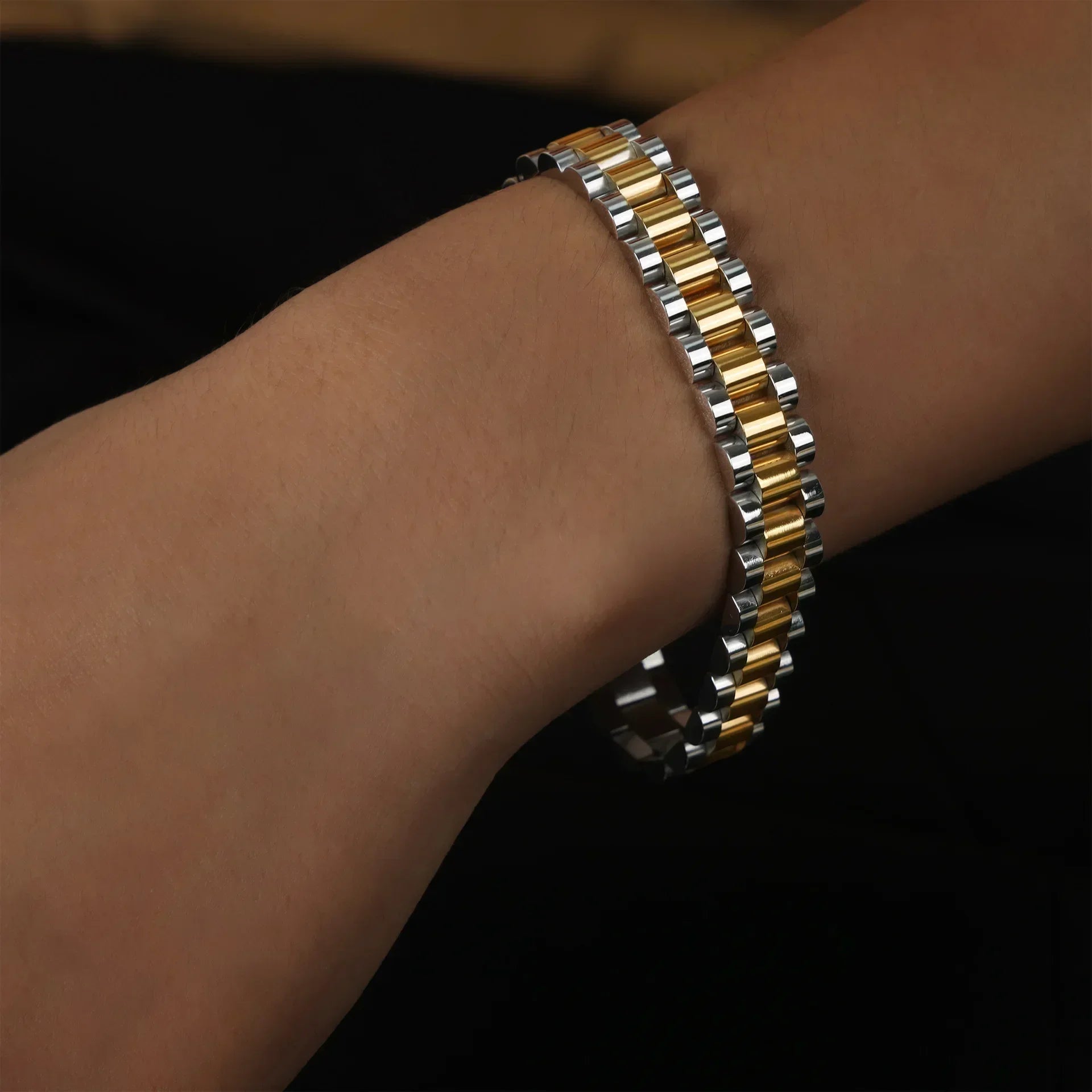 ARADOO Titanium Steel Watch Band Men's Bracelets Stainless Steel Magnetic Wristband Bracelet Gentlemen Jewelry Gifts