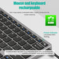 New 2.4G Wireless Rechargeable Silent Wireless Keyboard and Mouse Set, Compact Ergonomic Keyboard Mouse for Office/Home