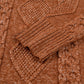 Solid Cable Knit Zip-Up Collar Long Sleeve Sweater Dress