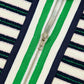 Stripe Contrast Zip Collared V-Neck Long Sleeve Top