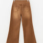 Solid Buttoned High Waist Raw Hem Flare Jeans