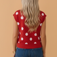 Polka Dot Sleeveless Buttoned Sweater Knit Top
