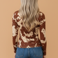 Western Cow Mock Neck Long Sleeve Top