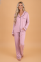 Contrast Trim Long Sleeve Top & Pants Pajama Set