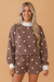 Polka Dot Ribbed Trim Long Sleeve Top and Short Set