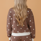 Polka Dot Ribbed Trim Long Sleeve Top and Short Set