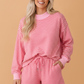 Stripe Ribbed Patchwork Mock Neck Pullover & Shorts Set