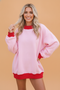 Colorblock Trim Crewneck Long Sleeve Pullover Sweatshirt