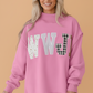 WWJD Embroidered Patchwork Mock Neck Sweatshirt