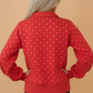 Polka Dot Buttoned Collar Long Sleeve Sweatshirt