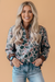 Retro Camouflage Colorblock Button Pullover Sweatshirt
