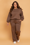 Plus Size Polka Dot Long Sleeve Top & Wide Leg Pant Set