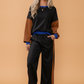 Colorblock Sweatshirt & Loose Pants Set