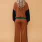 Colorblock Sweatshirt & Loose Pants Set