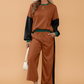 Colorblock Sweatshirt & Loose Pants Set