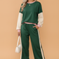 Colorblock Sweatshirt & Loose Pants Set