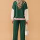 Colorblock Sweatshirt & Loose Pants Set