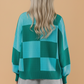 Checker Side Slit Long Sleeve Oversized Sweater