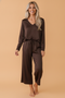 Solid Braided V-Neck Long Sleeve Top & Pants Set