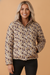 Camo Quilted Button Collar Long Sleeve Puffer Coat