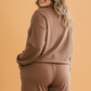 Plus Size Solid Long Sleeve Top & Shorts Set