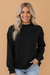 Solid Mock Neck Drop Shoulder Oversize Sweatshirt
