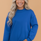 Solid Mock Neck Drop Shoulder Oversize Sweatshirt